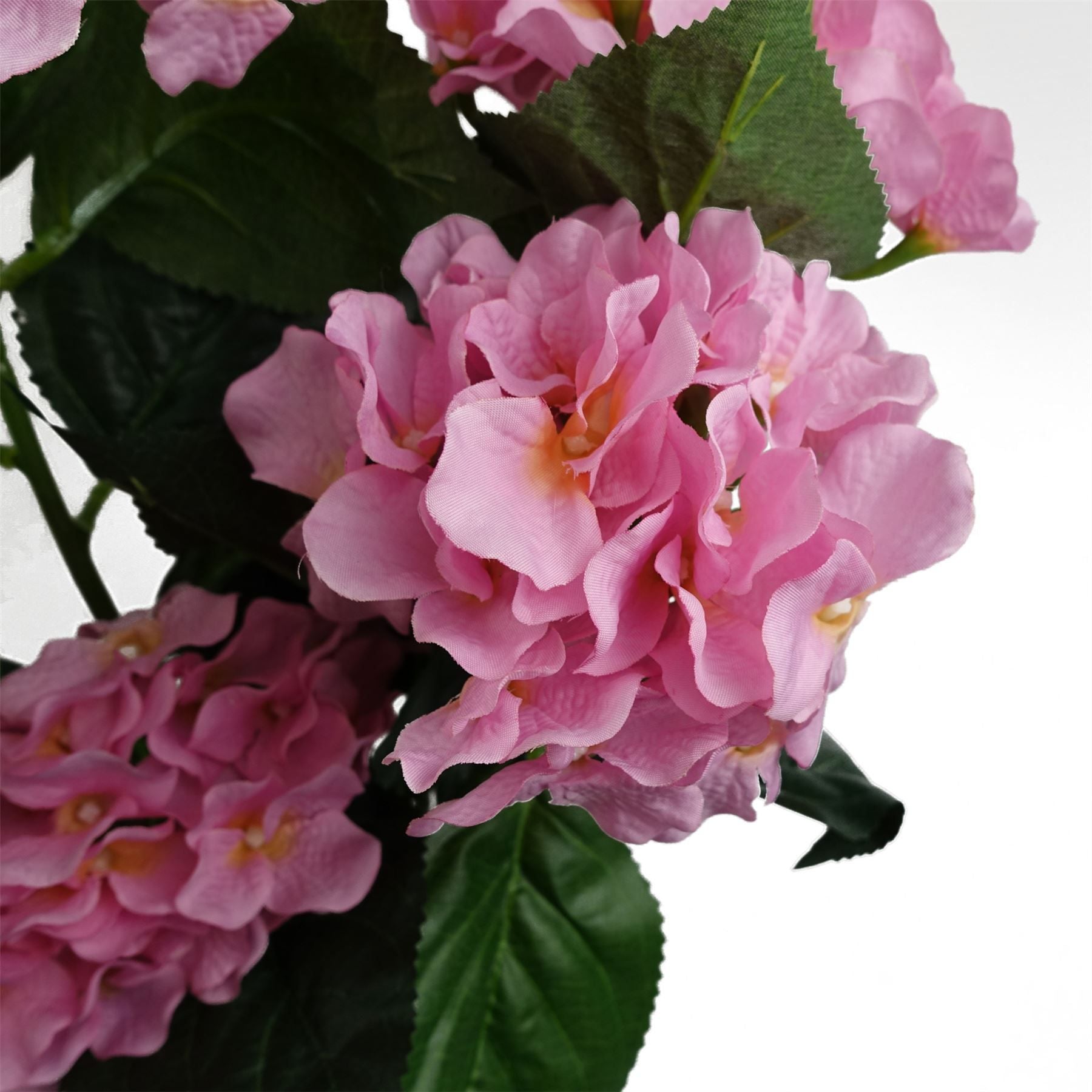Leaf 55cm Artificial Pink Hydrangea Plant in Decorative Plastic Weighted Pot