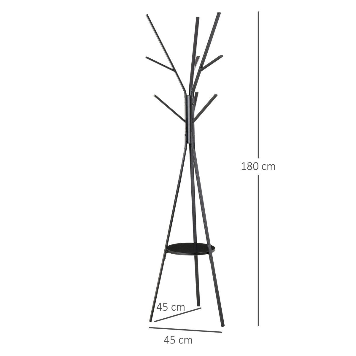 180cm Freestanding Metal Coat Rack with Shelf and 9 Hooks