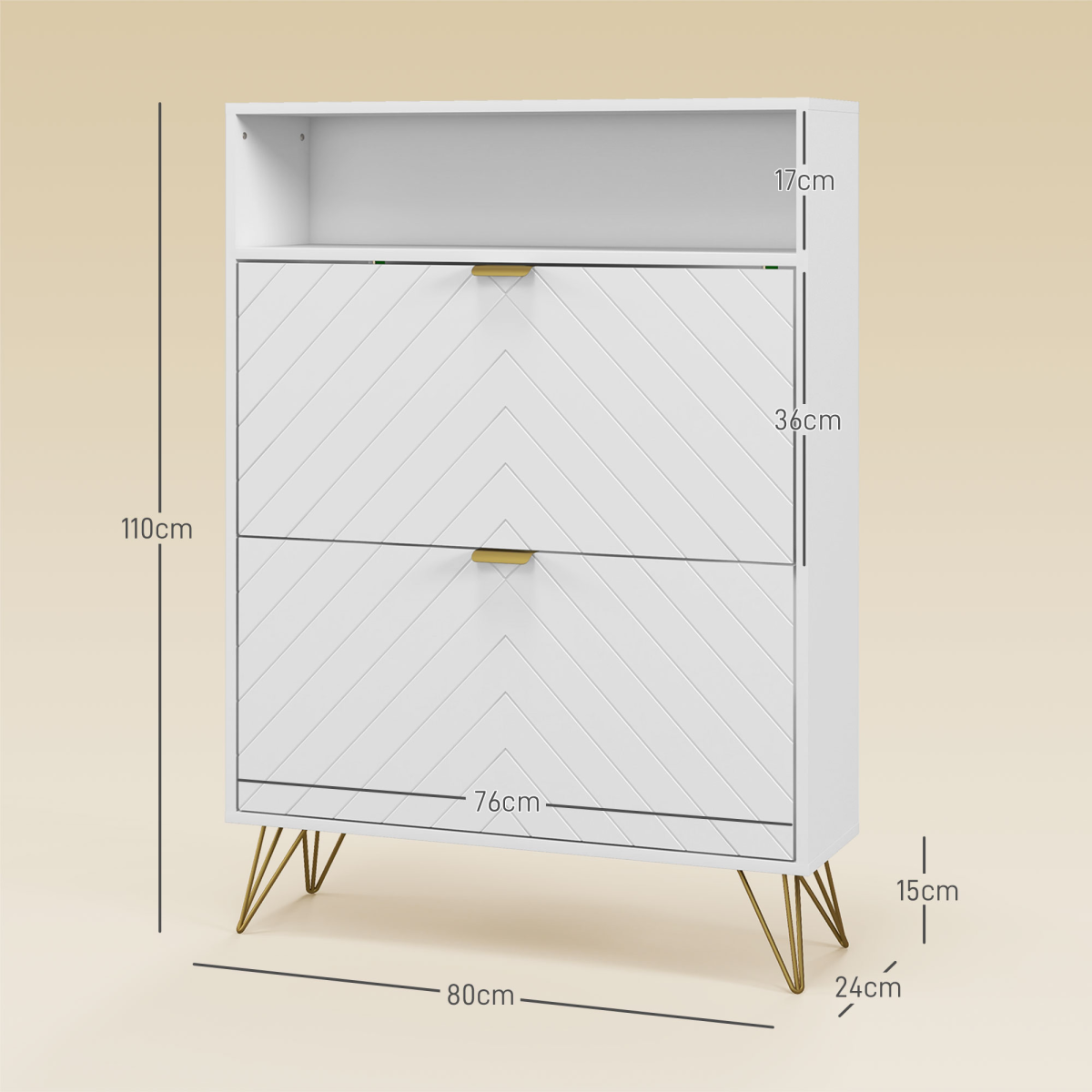 HOMCOM Narrow Shoe Cabinet with 2 Flip Drawers, Stores 12 Pairs