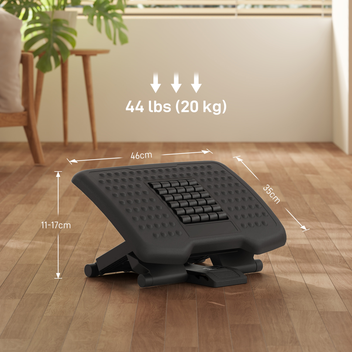HOMCOM Adjustable Under Desk Foot Rest with Massage Rollers