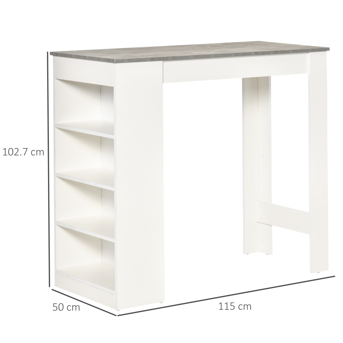 HOMCOM Grey Bar Table with 4-Tier Shelf, Kitchen Dining Coffee Table