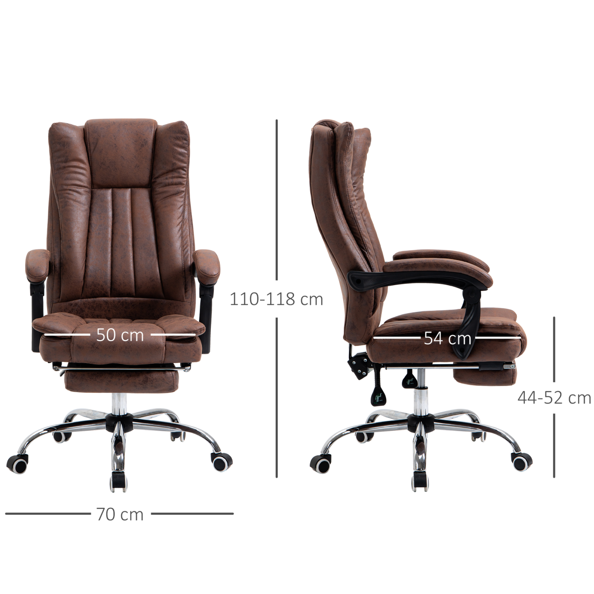 Vinsetto Brown Executive Office Chair with Recline and Footrest