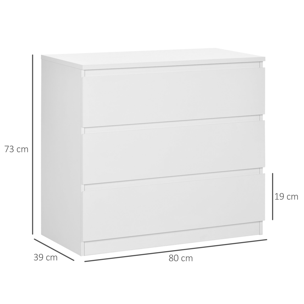 White 3-Drawer Chest of Drawers for Bedroom Storage