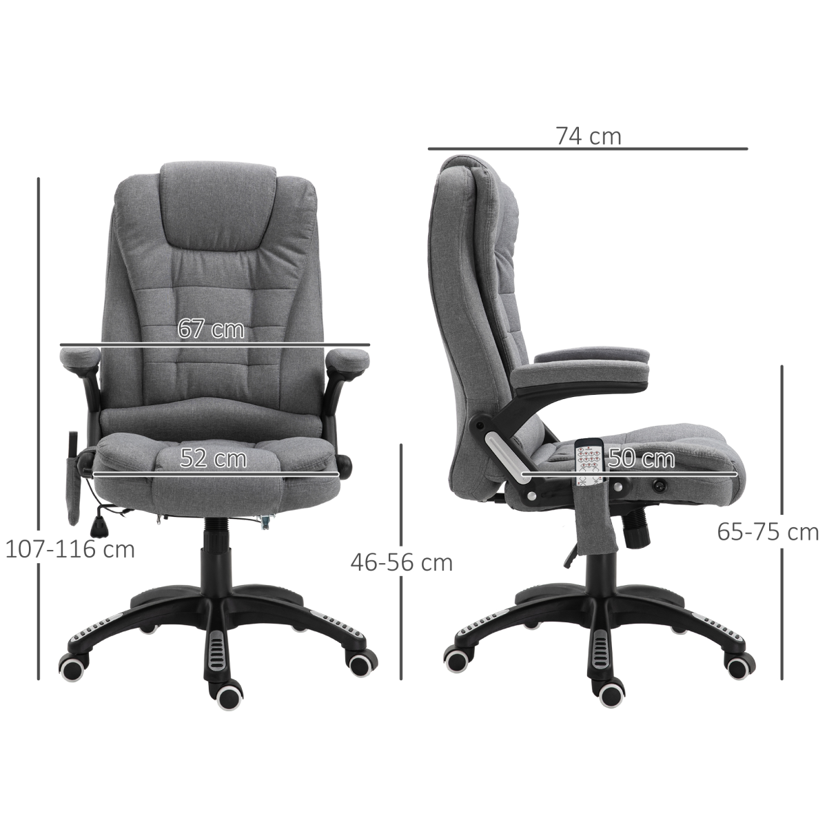 Executive Reclining Office Chair with Heating Massage, Grey
