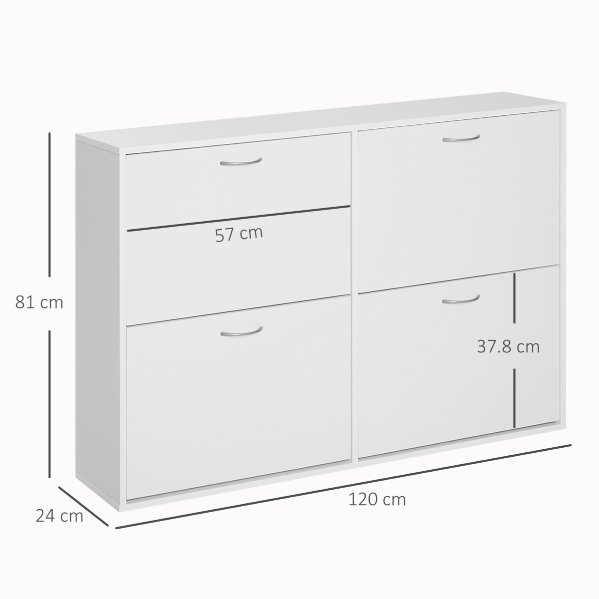 Wooden 4-Drawer Shoe Cabinet with Adjustable Shelves - White