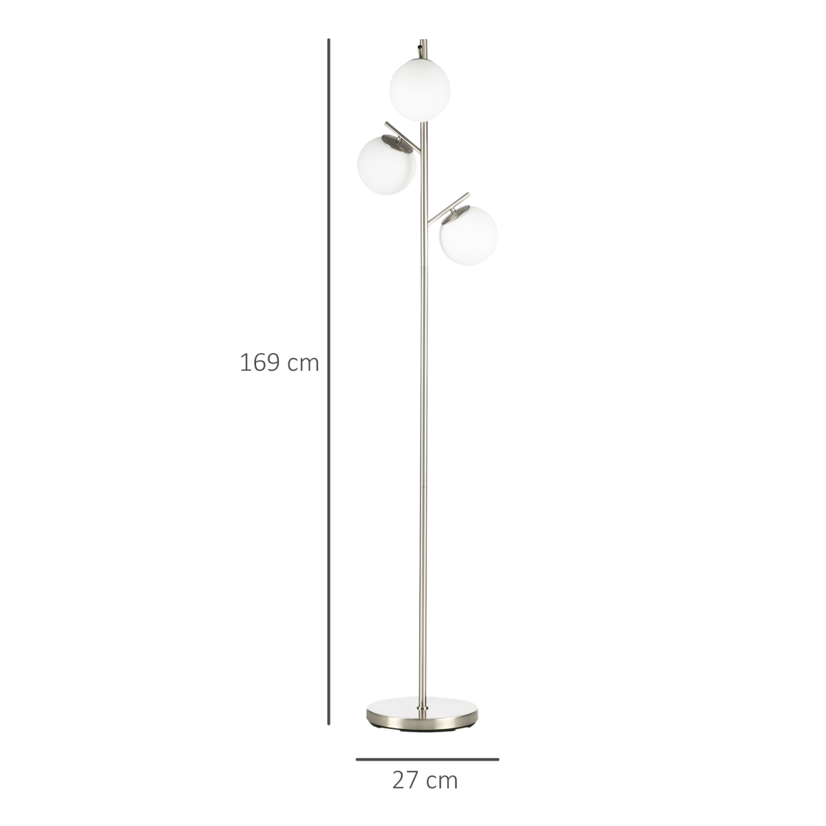 Modern 3-Light Silver Tree Floor Lamp with Globe Shades