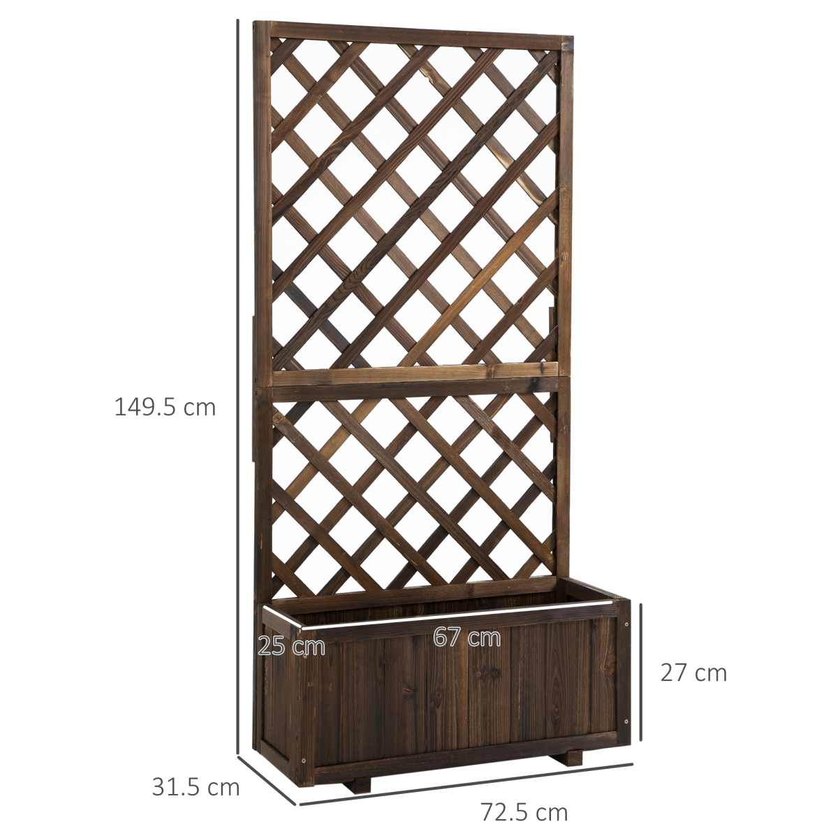 Outsunny Wooden Fir Wood Trough Planter with Trellis for Climbing Plants