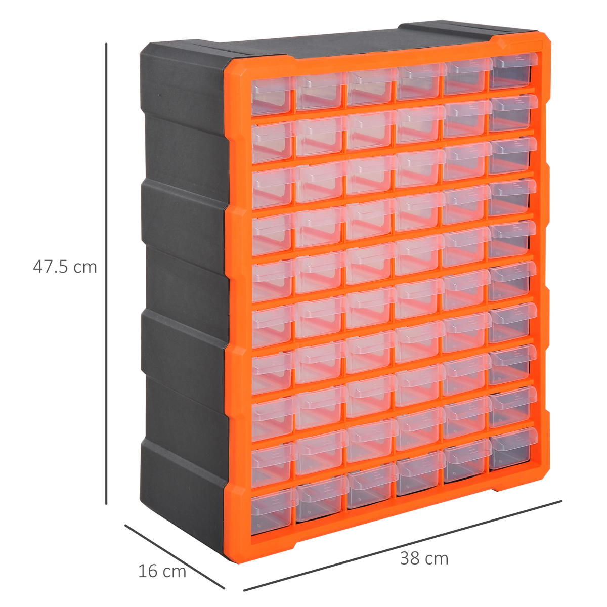 60-Drawer Wall Mount Parts Organiser Cabinet with Clear Drawers