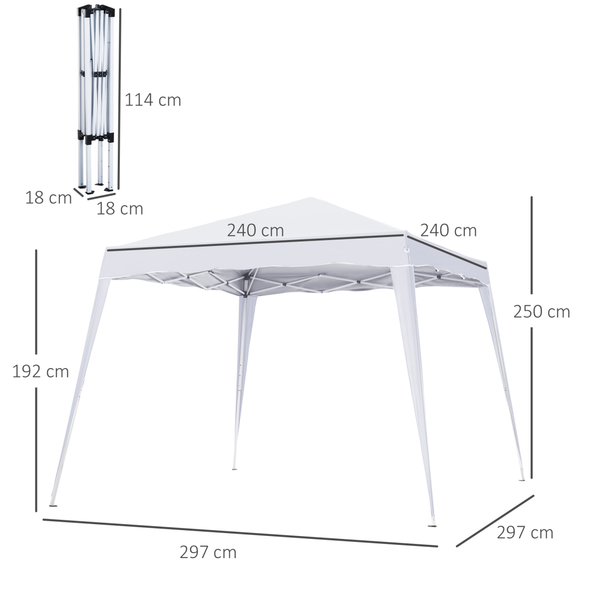 Outsunny Pop-Up Party Tent, 3 x 3 m, Water-Resistant, White