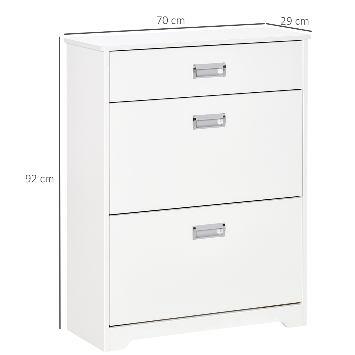 HOMCOM White Tipping Shoe Cabinet with Drawers, 16 Pairs