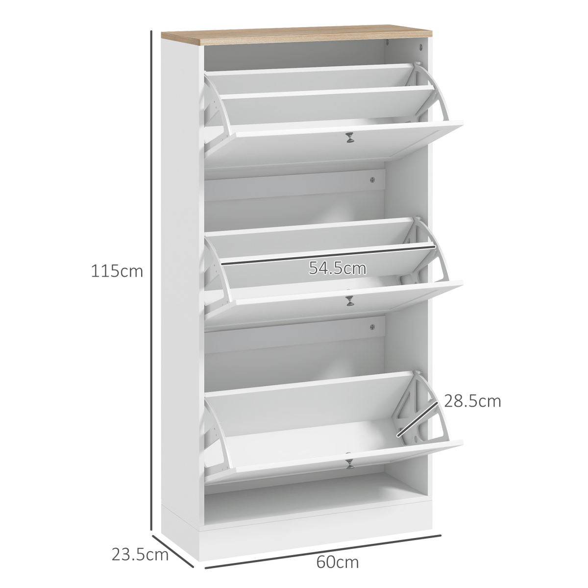 HOMCOM Slim White Shoe Cabinet with 3 Flip Drawers, 18-Pair Storage