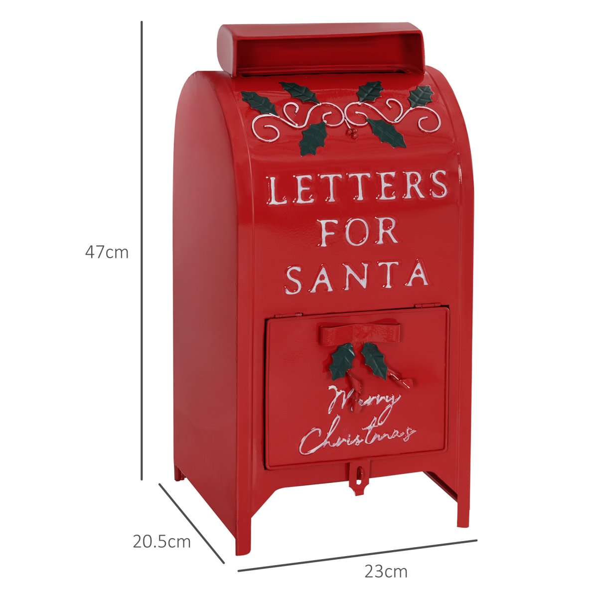 HOMCOM Red Steel Christmas Post Box, Freestanding or Wall Mounted