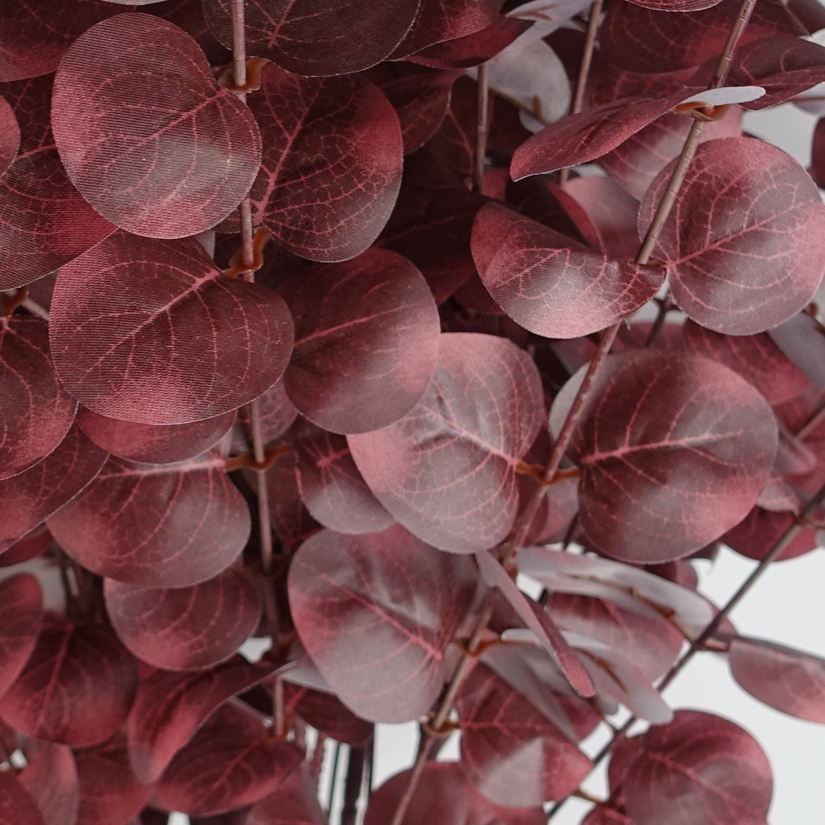 Leaf Pack of 6 Artificial Eucalyptus Foliage Stems Burgundy 100cm