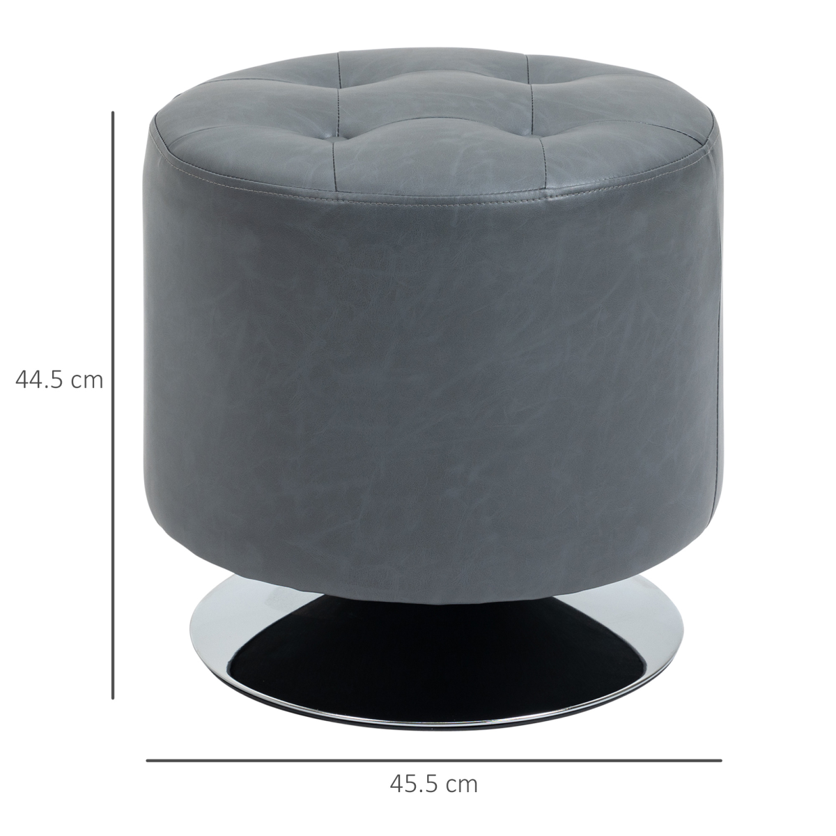 HOMCOM Grey 360 Swivel Footstool Ottoman with Thick Padding and Steel Base