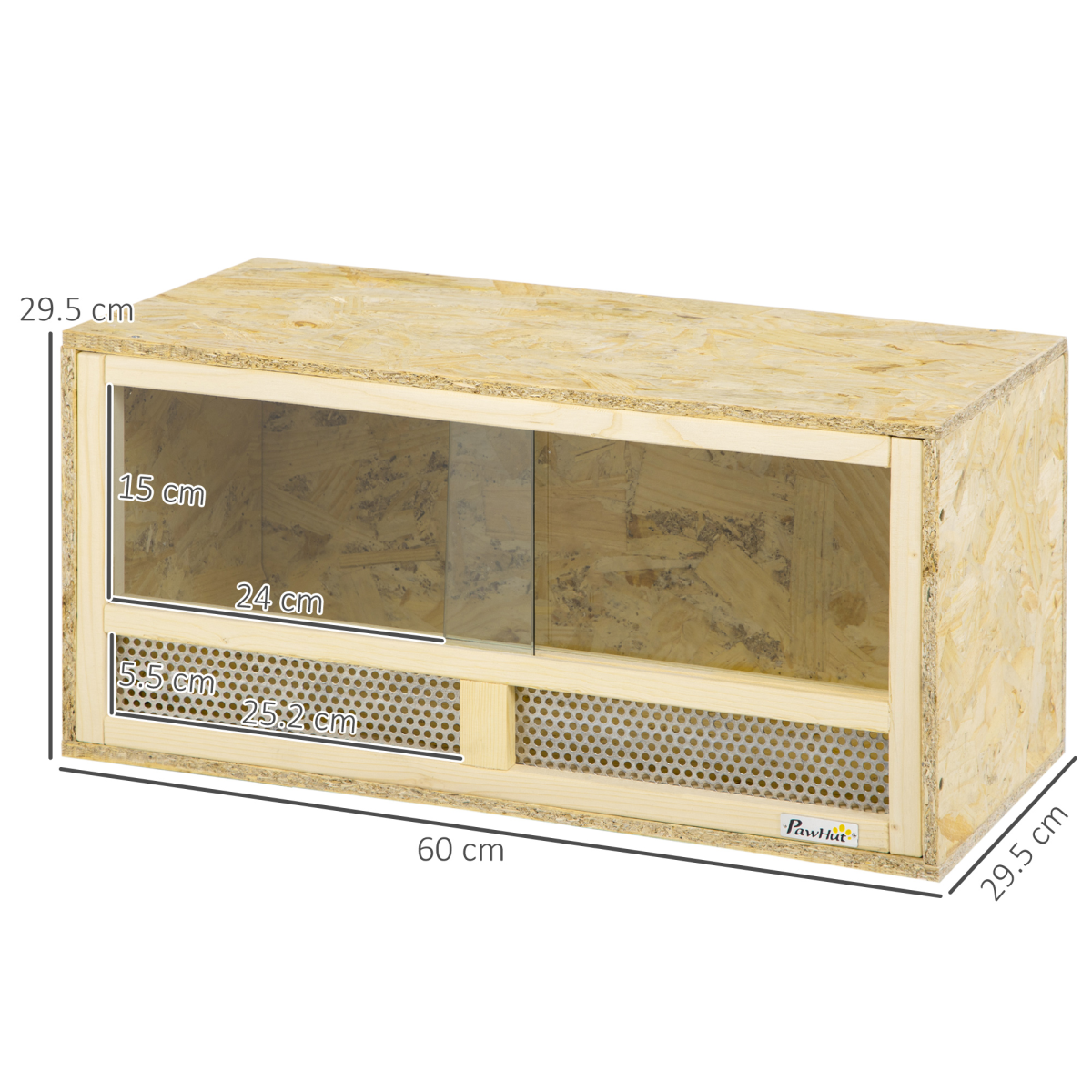PawHut Reptile Terrarium with Sliding Glass Doors and Mesh Panels