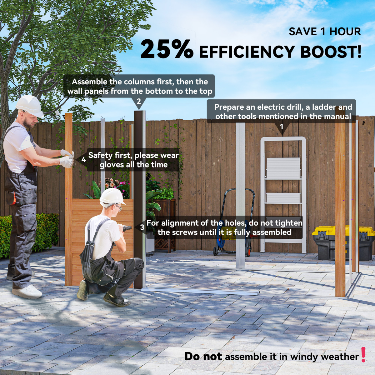 Outsunny Lockable Garden Shed with Sliding Doors, Wood Effect