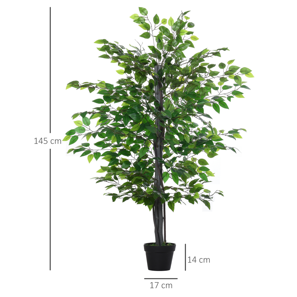 145cm Artificial Banyan Tree Faux Decorative Plant with Cement Pot