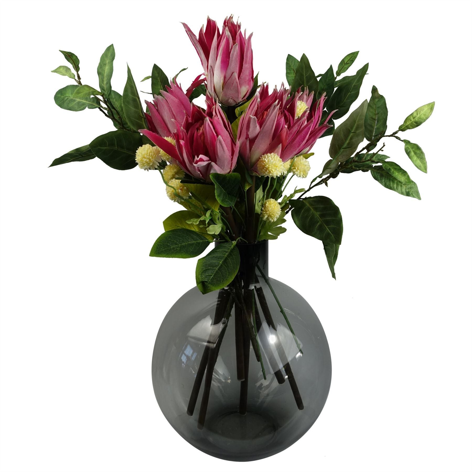 Pack of 6 65cm Artificial Protea Sugarbush Flower Stems, Pink