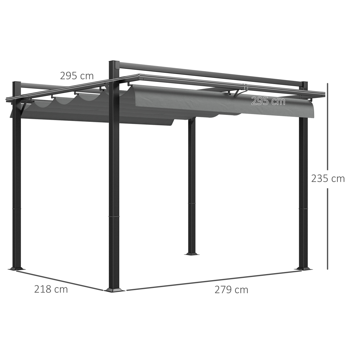 Outsunny 3 x 3(m) Pergola with Retractable Roof and Aluminium Frame, Grey