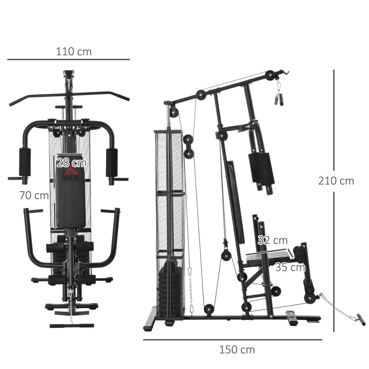 Multifunction Home Gym Weight Training Station with Dual Press Arm and Leg Developer