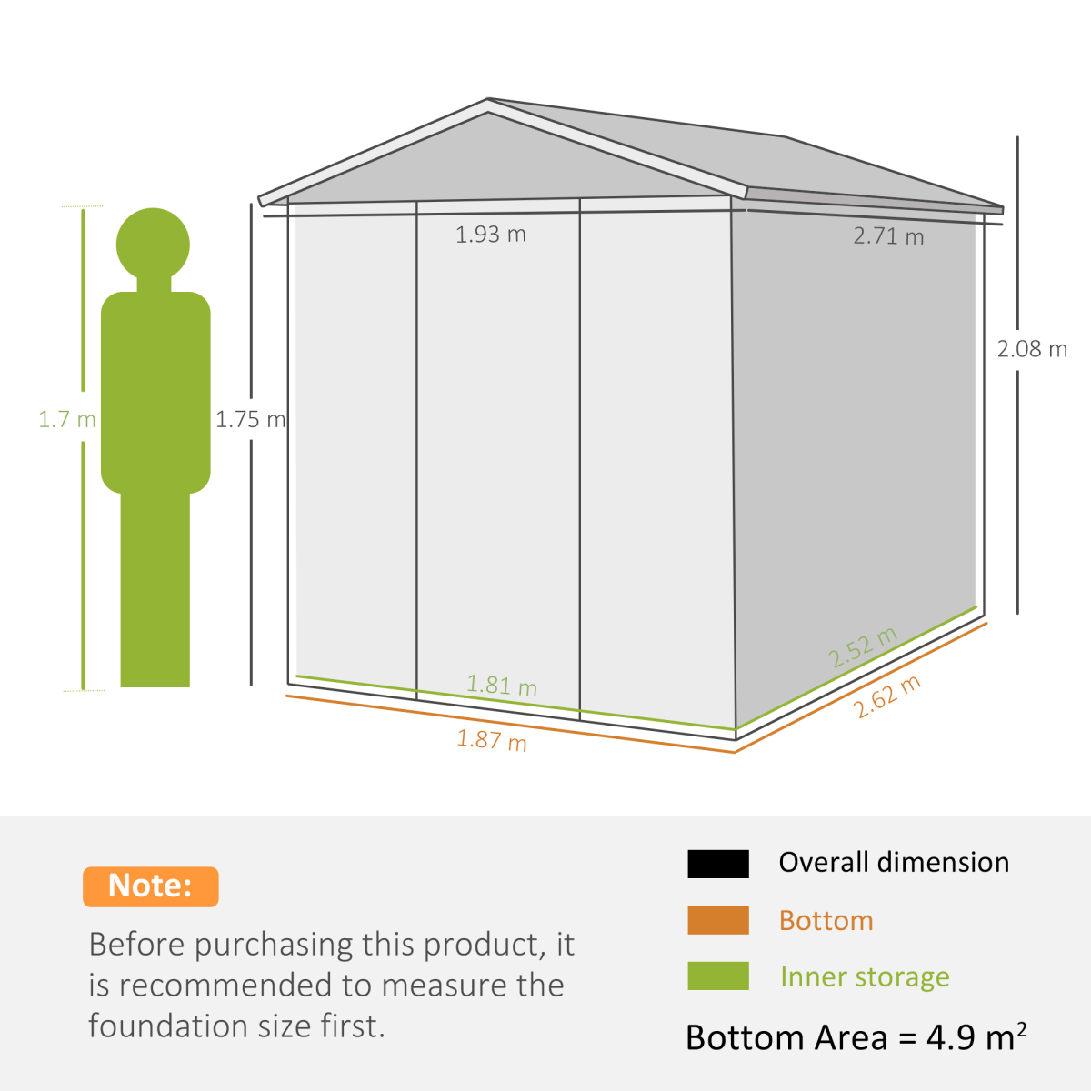 Outsunny 8.8 x 6.3ft Galvanized Steel Garden Storage Shed with Lockable Door, Window and Ventilation Panels