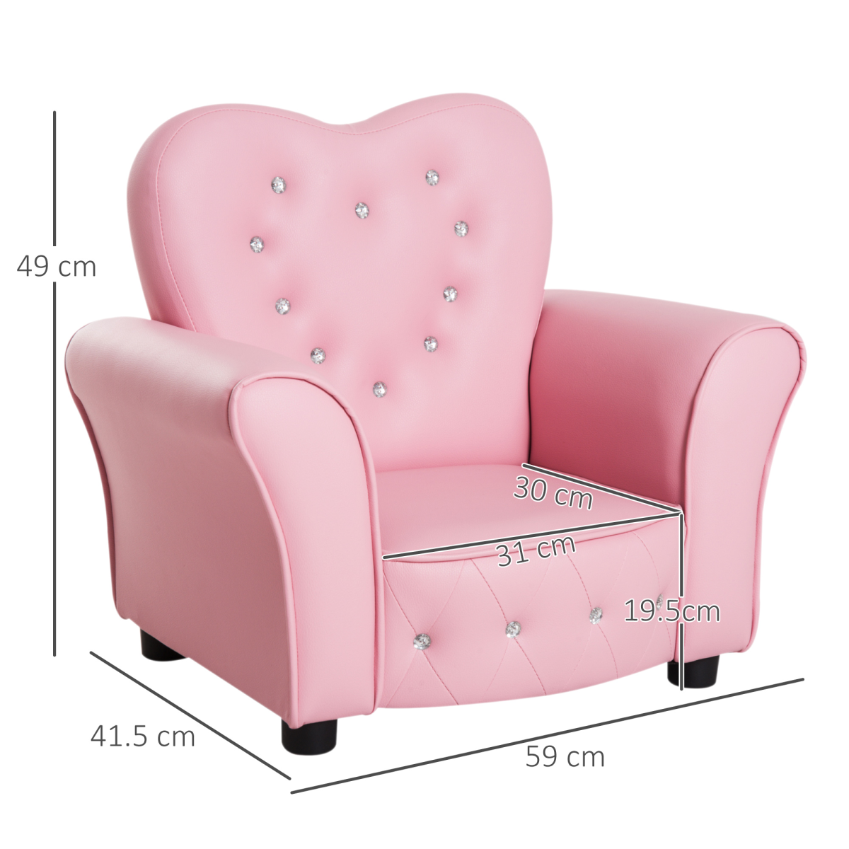 HOMCOM Pink Toddler Mini Sofa, Children Armchair, 18M+