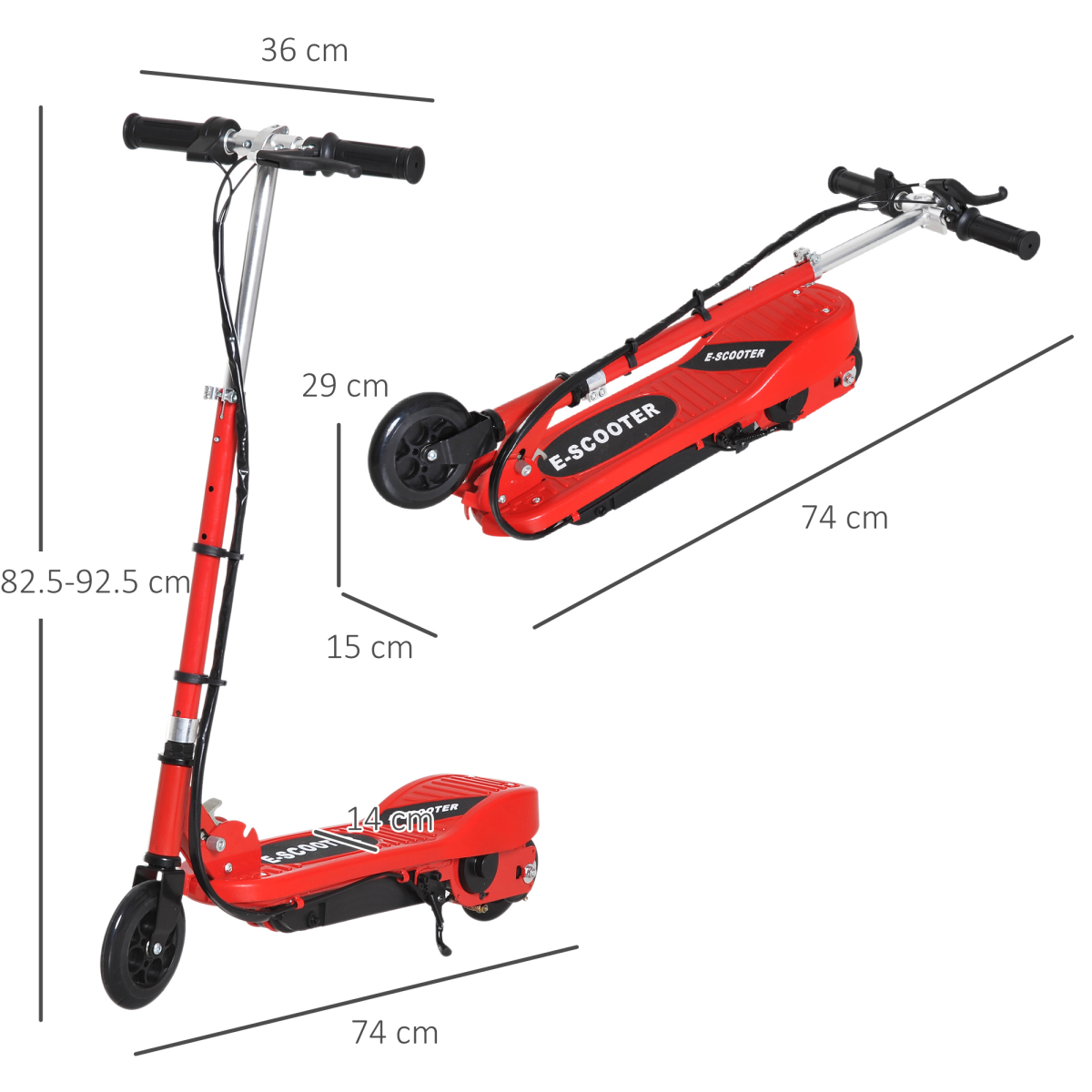 Folding Kids Electric Scooter for Ages 7-14, 2 x 12V Rechargeable Batteries, 12km/h Max Speed, 8-10km Range, Front Brake, Foldable Design