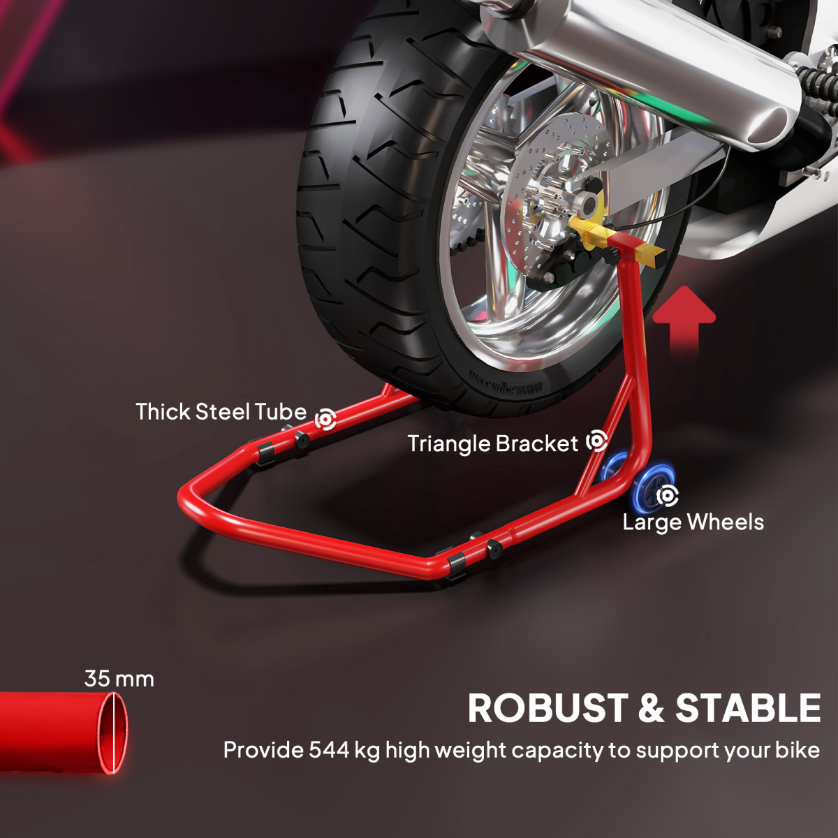 HOMCOM Motorcycle Rear Wheel Stand, 544kg Steel Paddock Stand