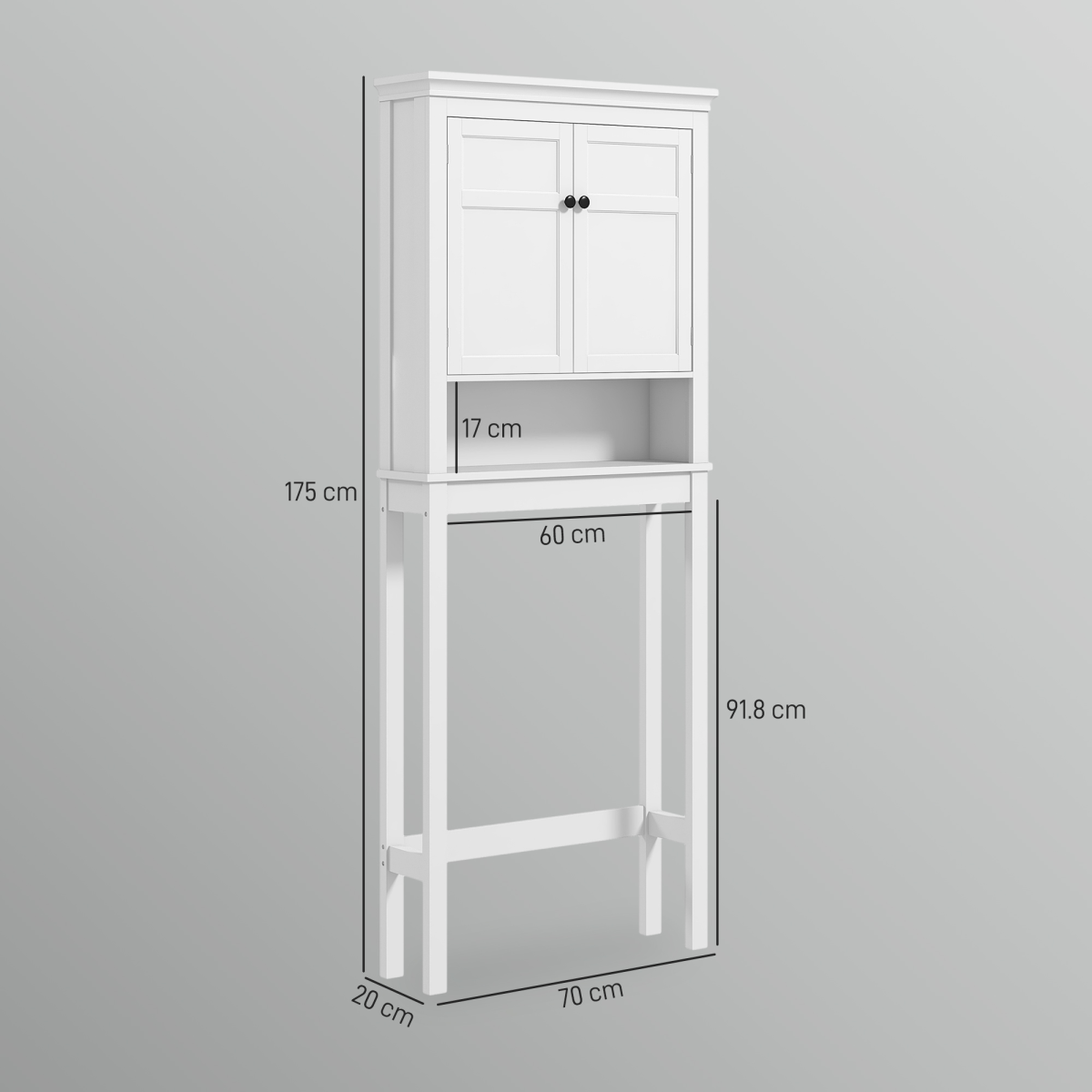 HOMCOM Freestanding 3-Tier Over Toilet Storage Cabinet, White