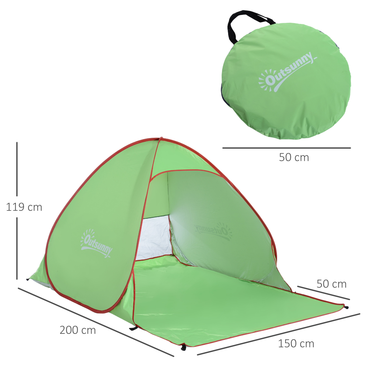 Pop-Up Beach Tent for 2-3 People, Sun Shade Shelter with Stakes