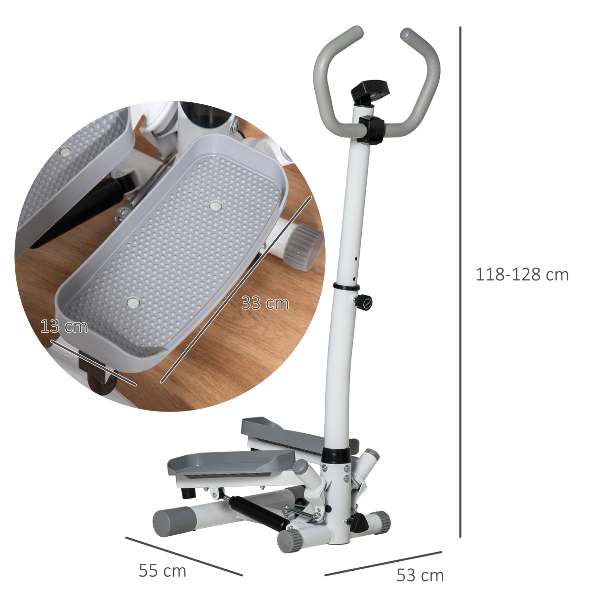Adjustable Twist Stepper with LCD Monitor and Handlebar for Home Gym