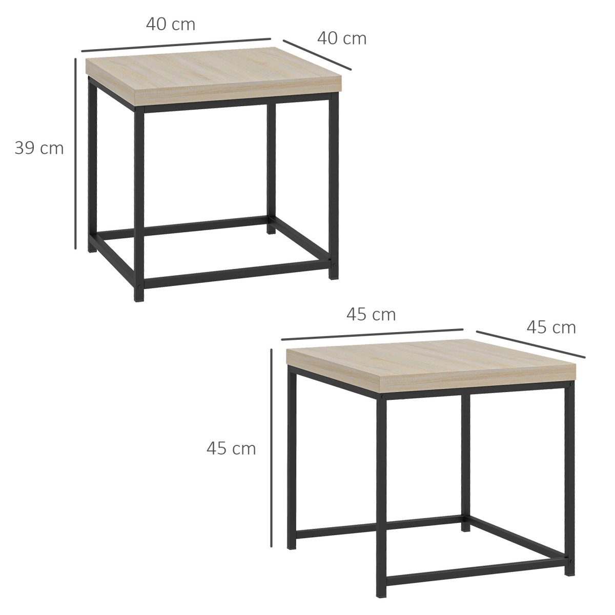 HOMCOM Set of 2 Nesting Coffee Tables with 3.5cm Top, Oak