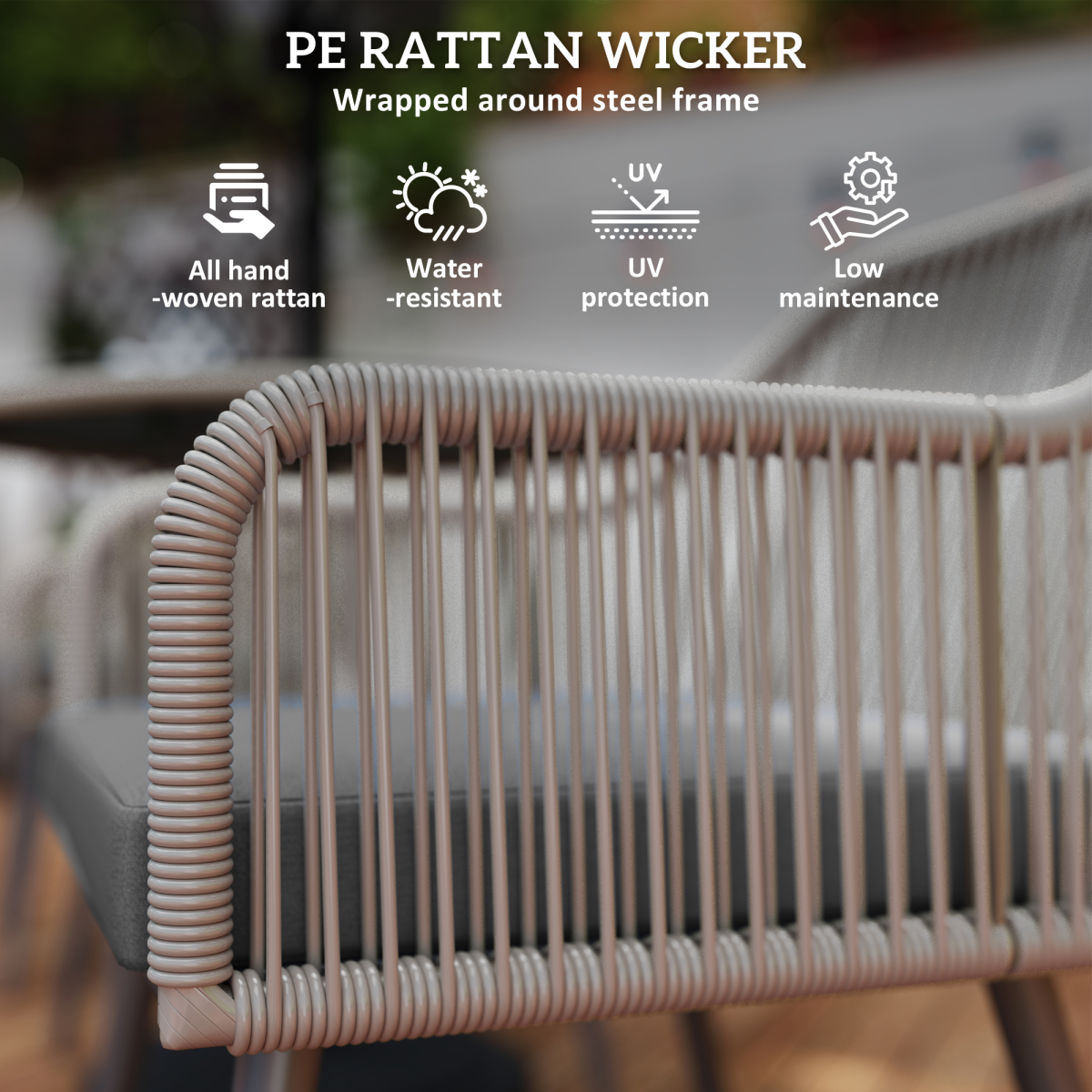Outsunny 5-Piece Rattan Garden Dining Set, 4 Seater with Cushions