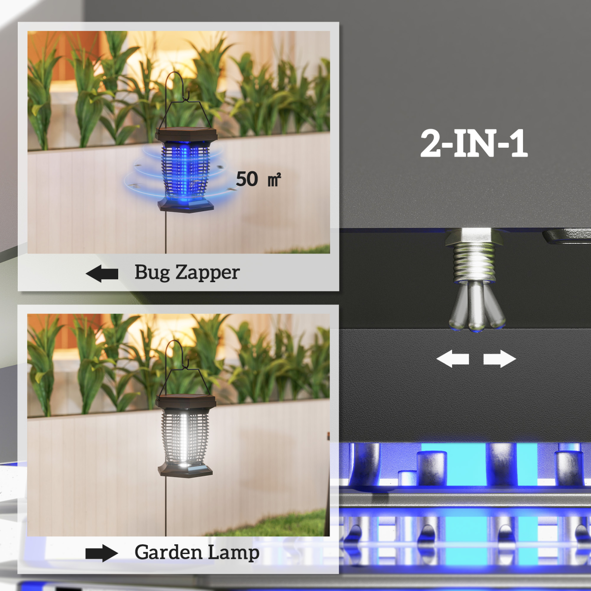 Outsunny 2-in-1 Electric Fly Zapper with UVA Light Garden Lantern