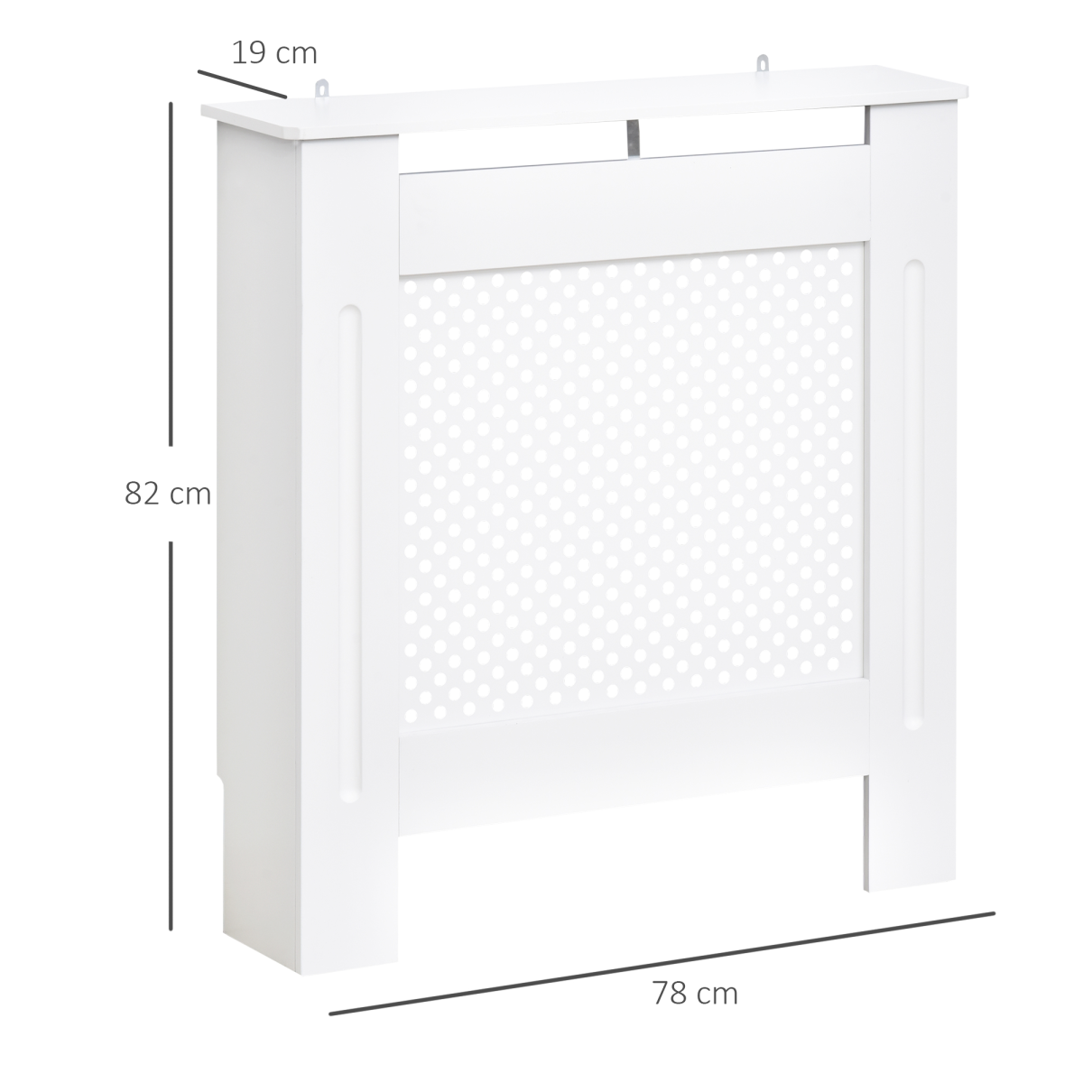 HOMCOM 78Lx19Wx82Hcm White MDF Radiator Cover with Decorative Grill Style and Storage Top, Wall-Mounted Heating Cabinet, Assembly Required