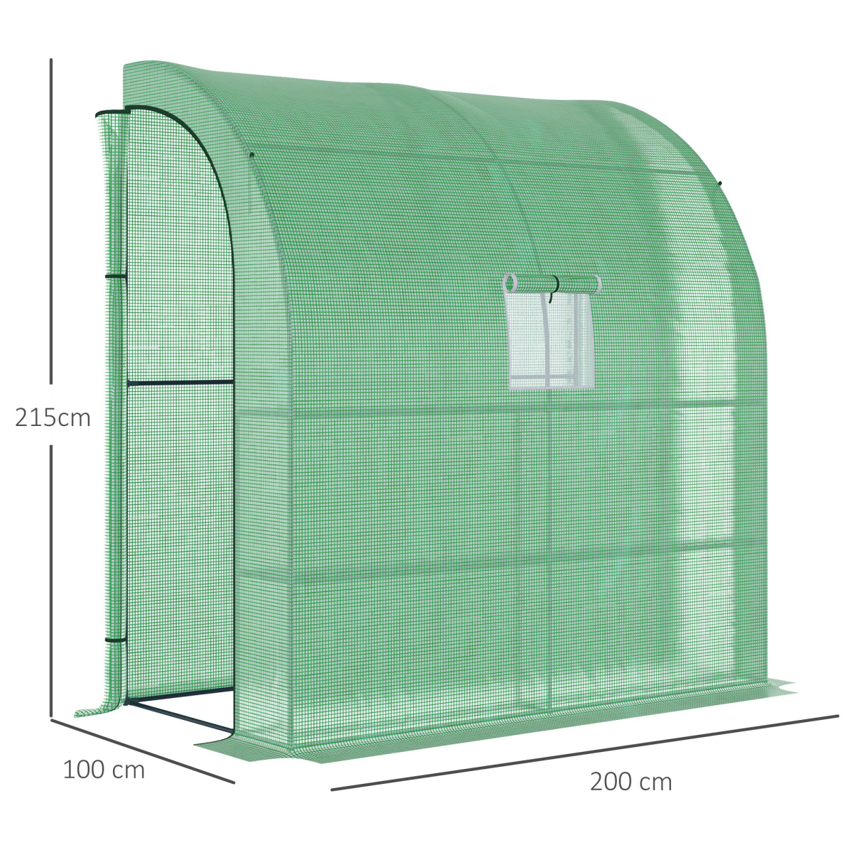 Walk-In Lean-To Wall Greenhouse with Door & Window, 200 x 100 x 215 cm