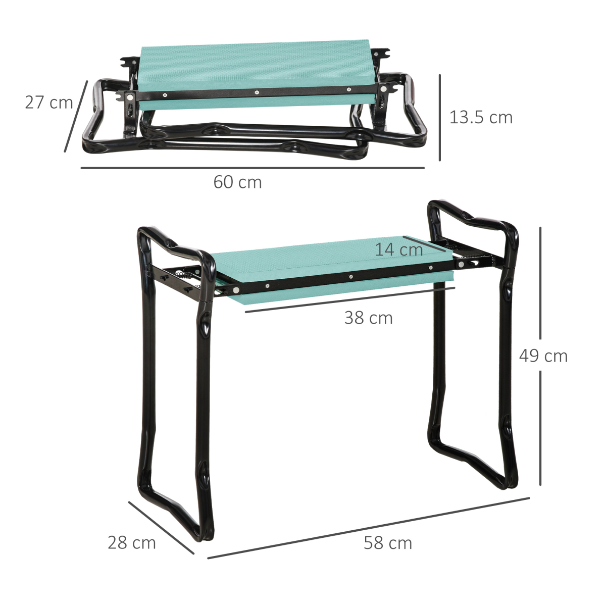 Outsunny 2-in-1 Garden Kneeler Bench, Black/Dark Green