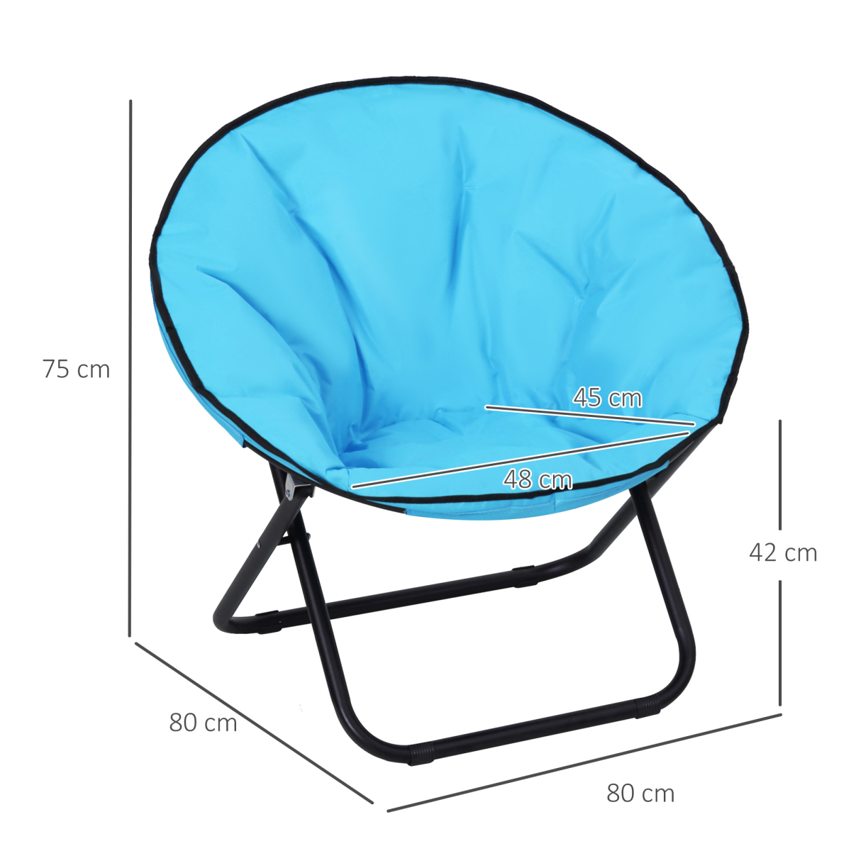 Outsunny Folding Saucer Moon Chair, Oversized 80 x 80 x 75 cm, Steel Frame, 600D Oxford Cloth, Foldable, No Assembly Required