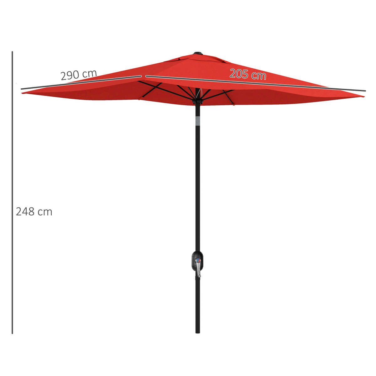 Outsunny 2x3m Rectangular Garden Parasol, Wine Red, Crank & Tilt