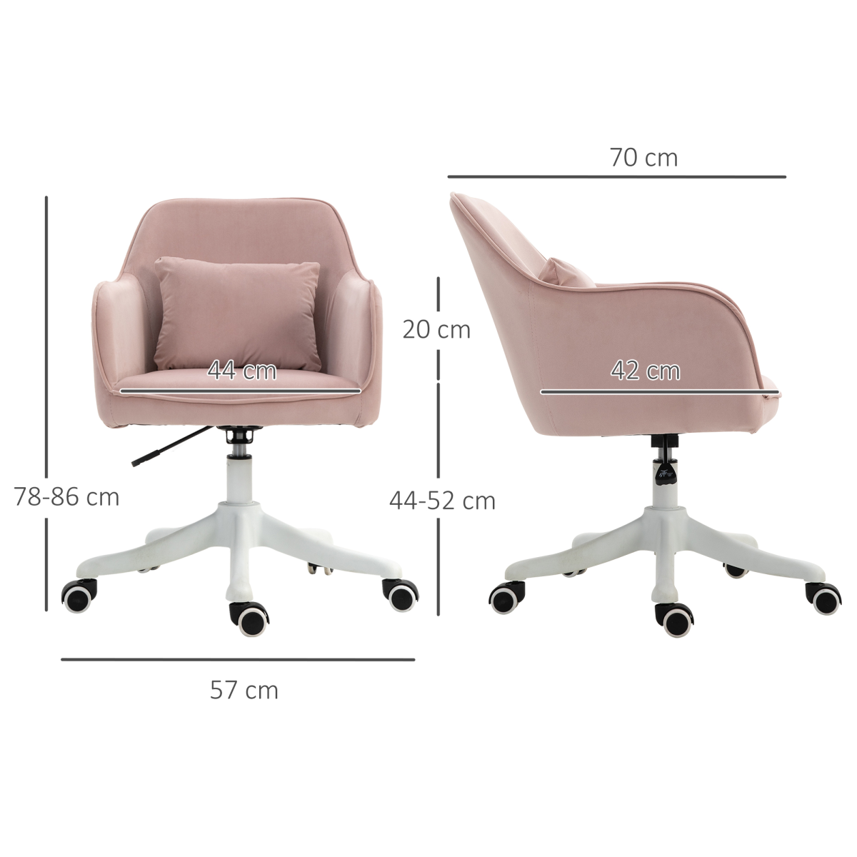 Vinsetto Massage Office Chair with USB Powered Lumbar Pillow, Velvet-Feel Upholstery, Swivel Seat and Castor Wheels