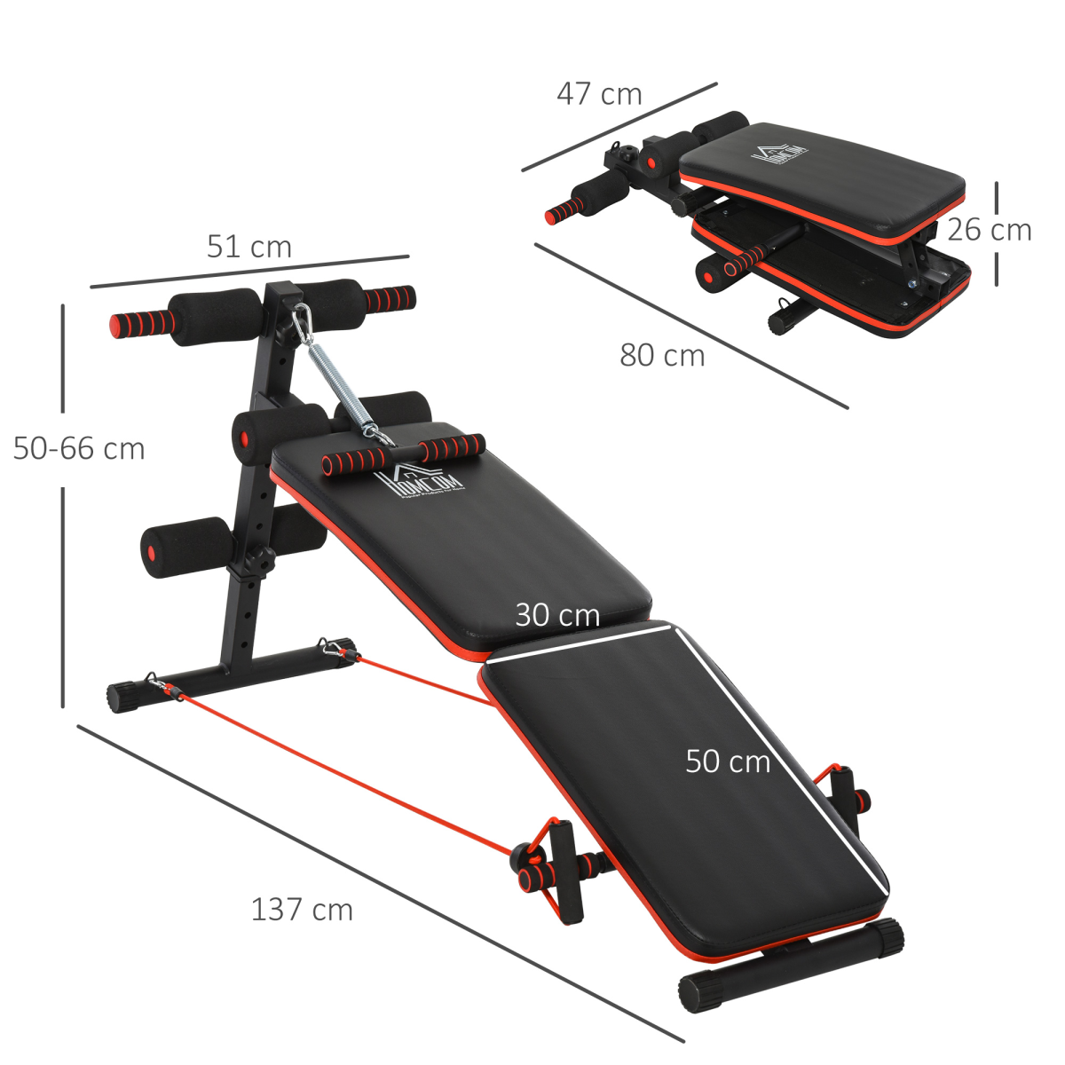 Foldable Sit Up Bench for Core Workouts, Home Gym, Black