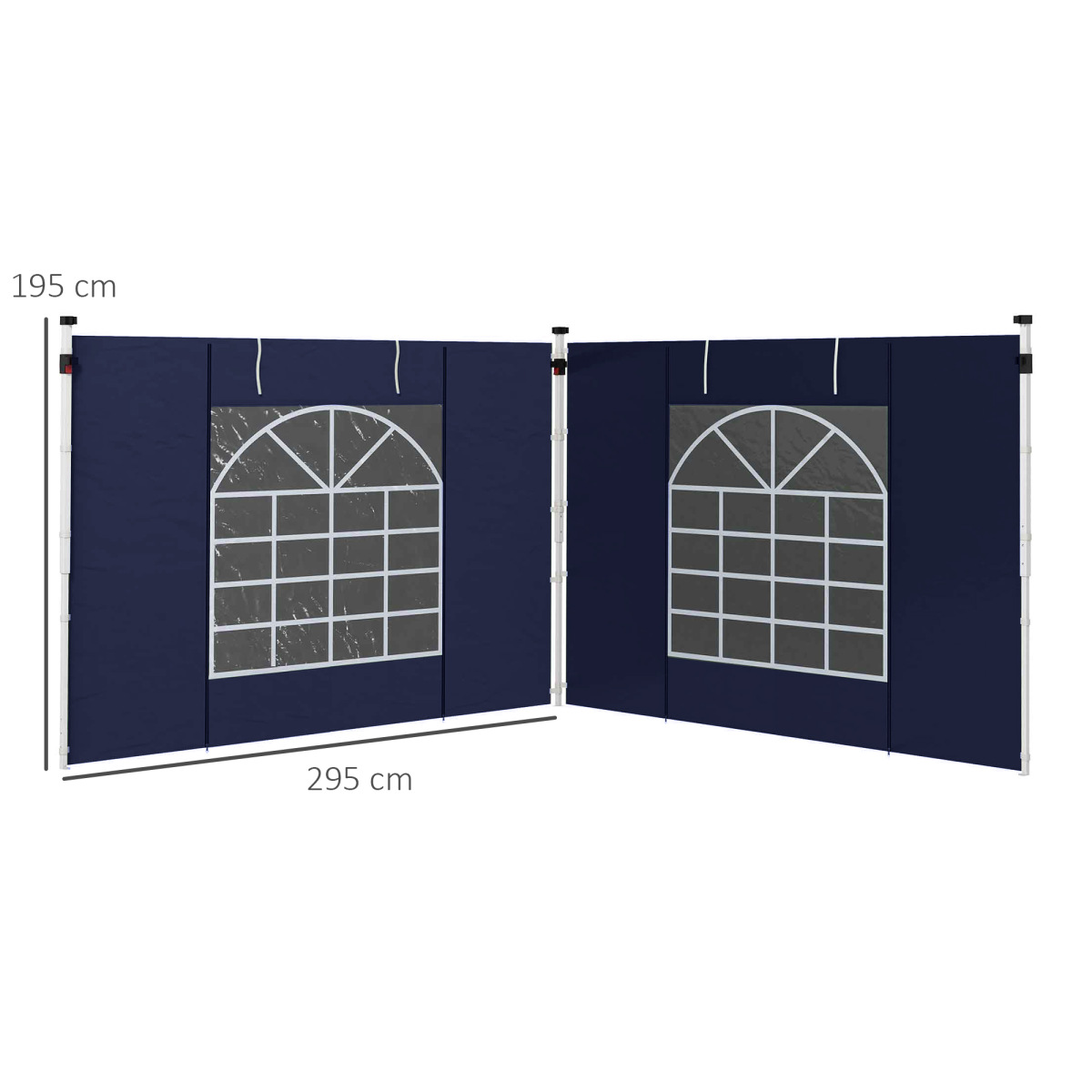 Outsunny Blue Gazebo Side Panels Replacement for 3x3m/3x6m Canopy, 2 Pack