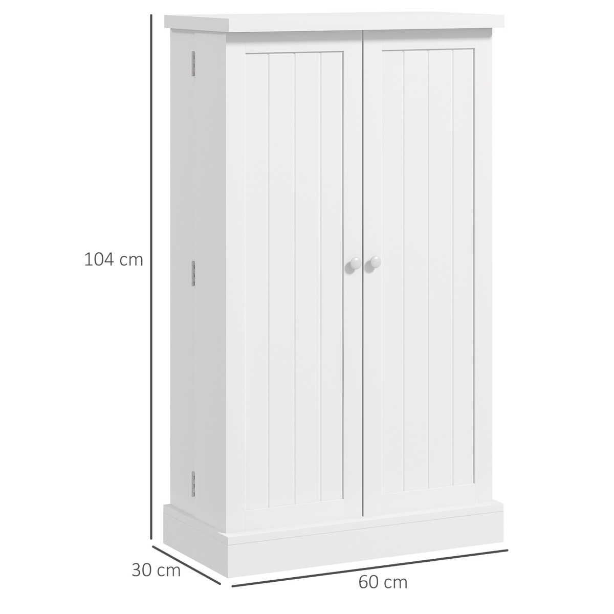 HOMCOM White Kitchen Cupboard, 5-Tier Shelf, Double Doors, 12 Spice Racks