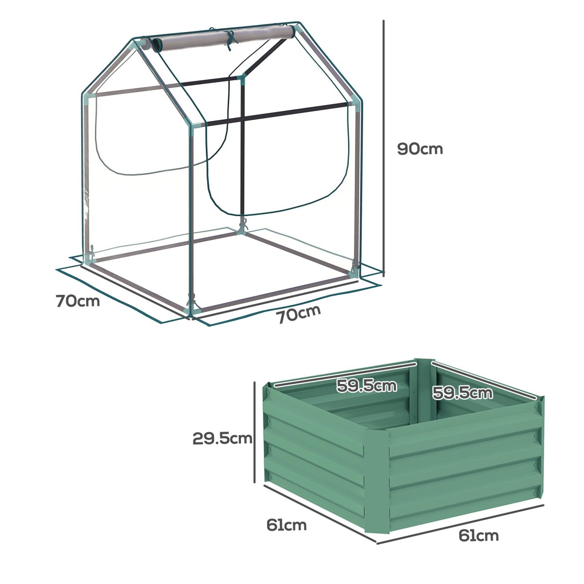 Outsunny Raised Garden Bed Planter Box with Greenhouse Cover