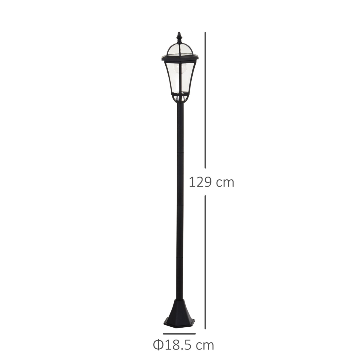 Outsunny 2-Piece LED Solar Powered Garden Lamp Post Lanterns, Black