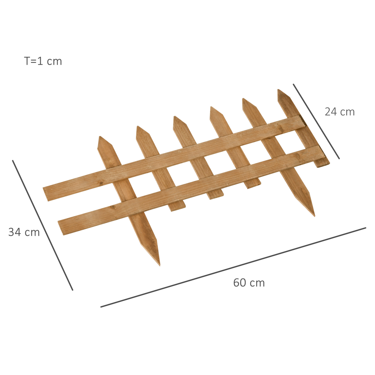 Outsunny 12-Pack Wooden Garden Border Fence Panels, Fixed Picket Fencing