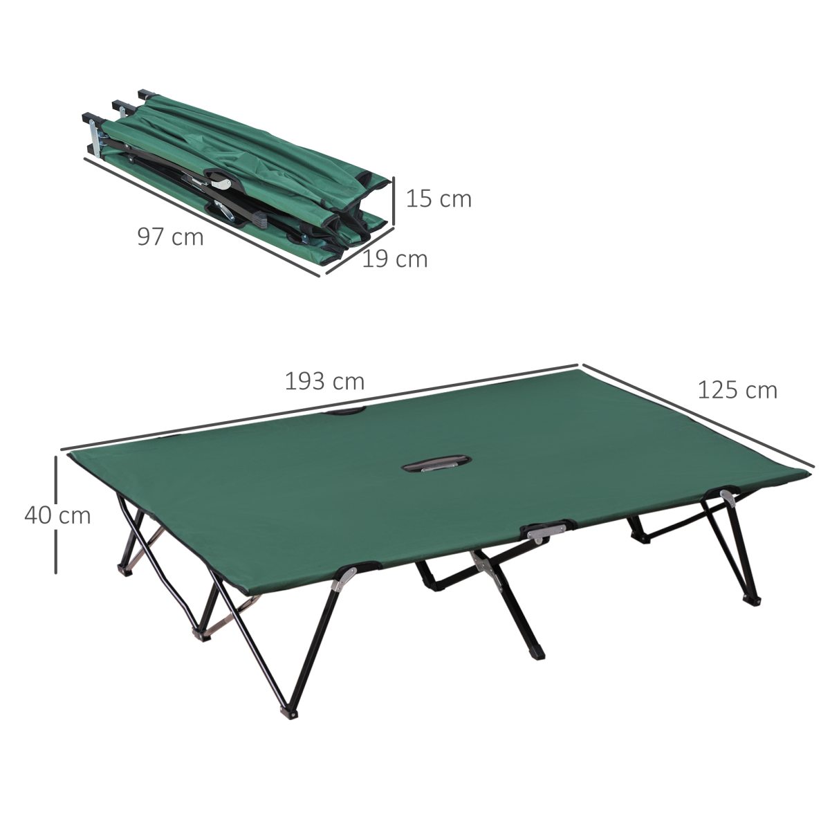 Double Folding Camping Cot with Carry Bag, Portable Green