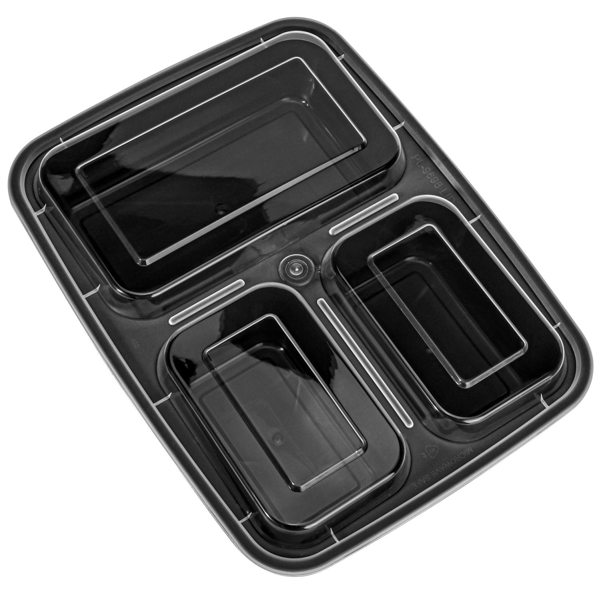 Vinsani 3 Compartment Meal Prep Containers with Leak-Resistant Lids, 32 oz, BPA-Free, Microwave, Freezer and Dishwasher Safe