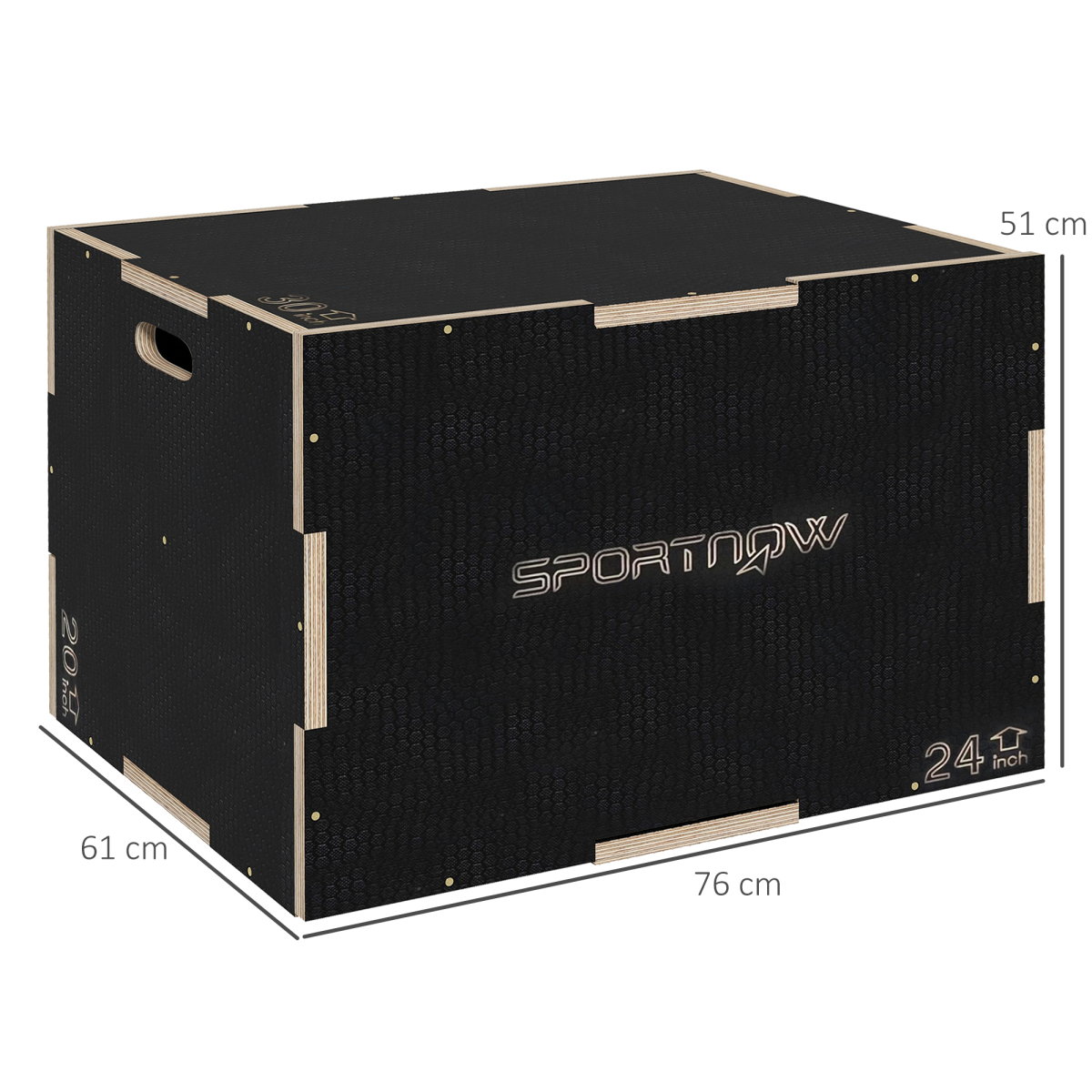 SPORTNOW Wooden Plyometric Jump Box, 3 Height Options for Home Gym