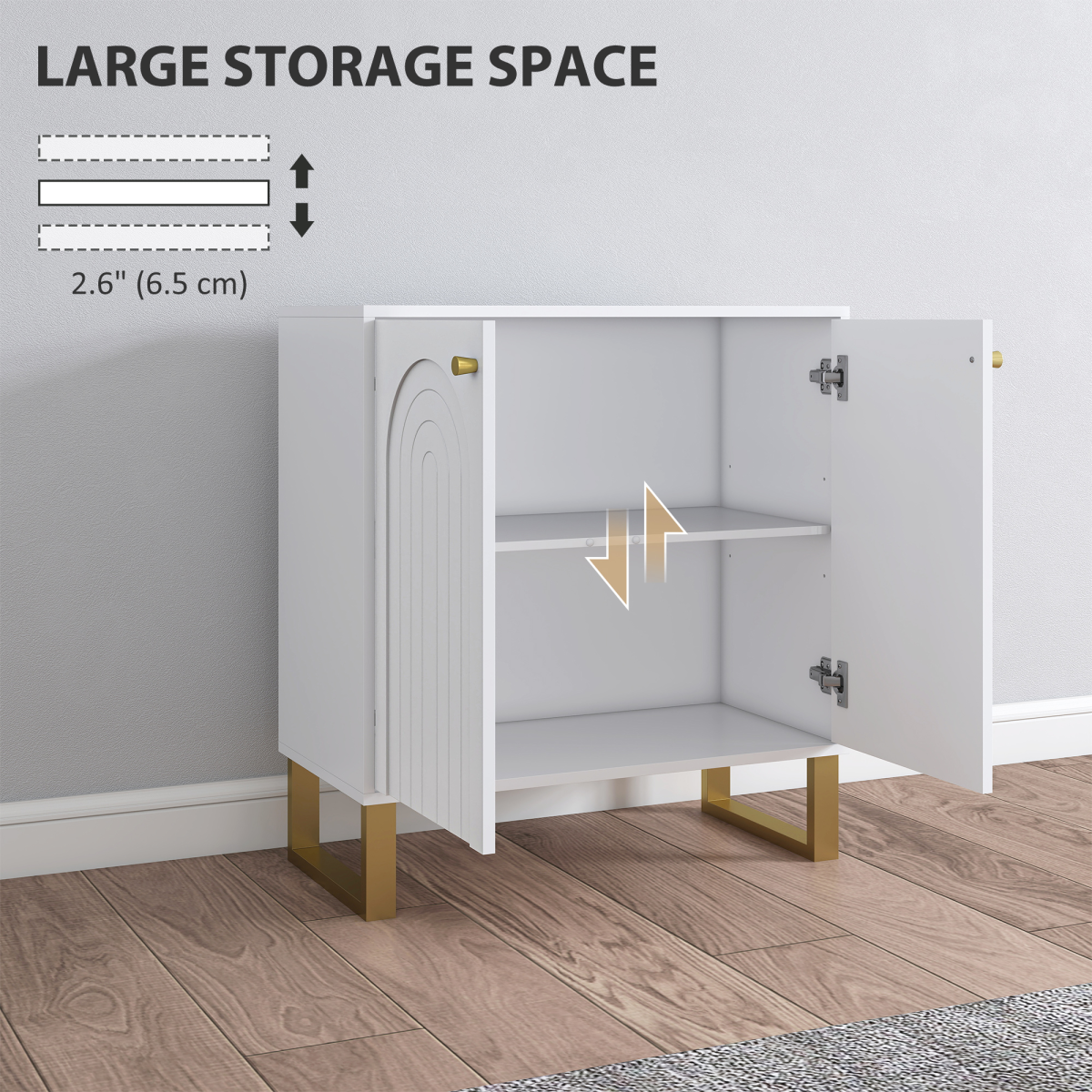HOMCOM White Sideboard Cabinet with Adjustable Shelves & Doors